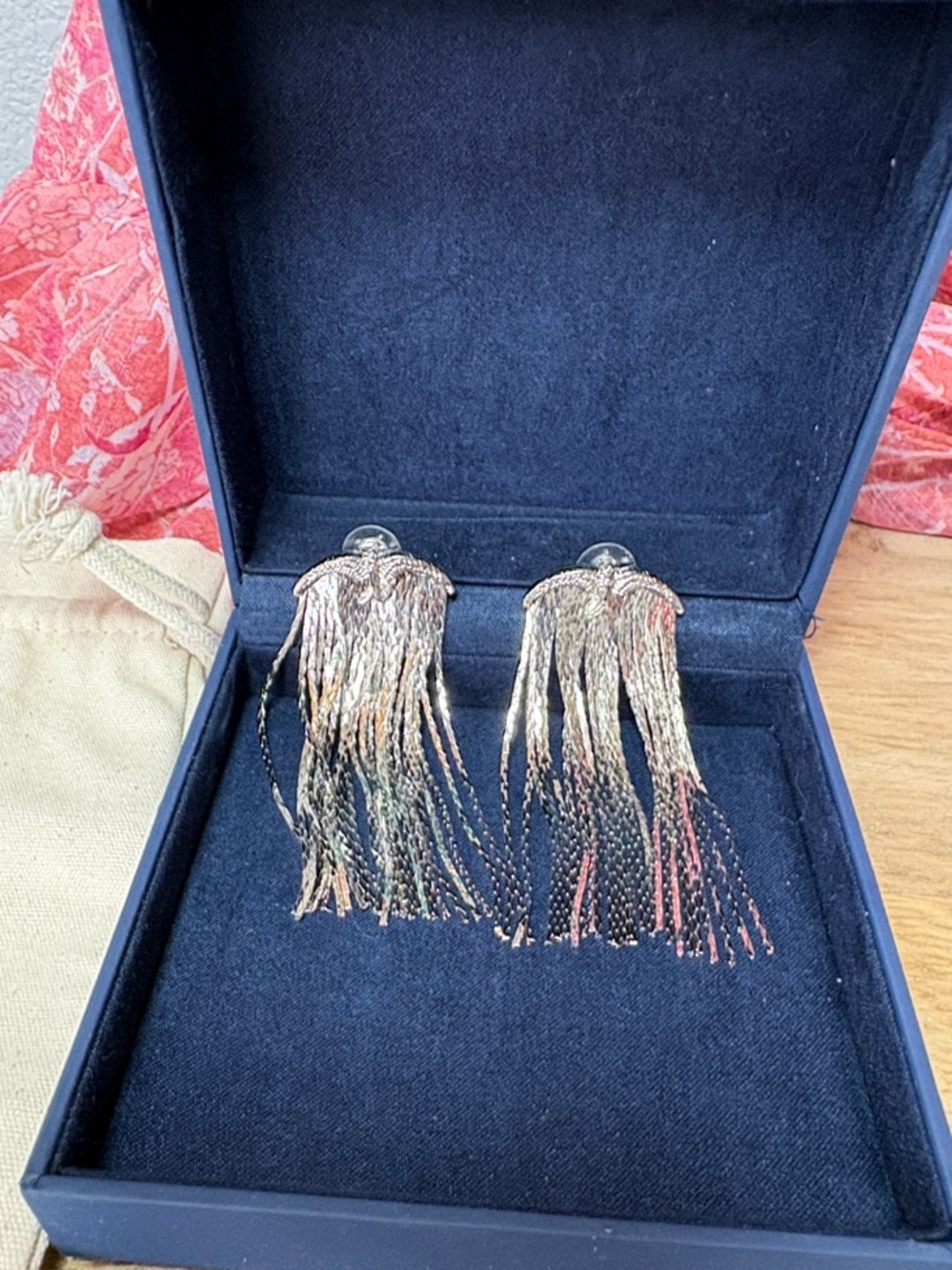VA.KA Silver-tone Swallow Statement Waterfall Design Earrings